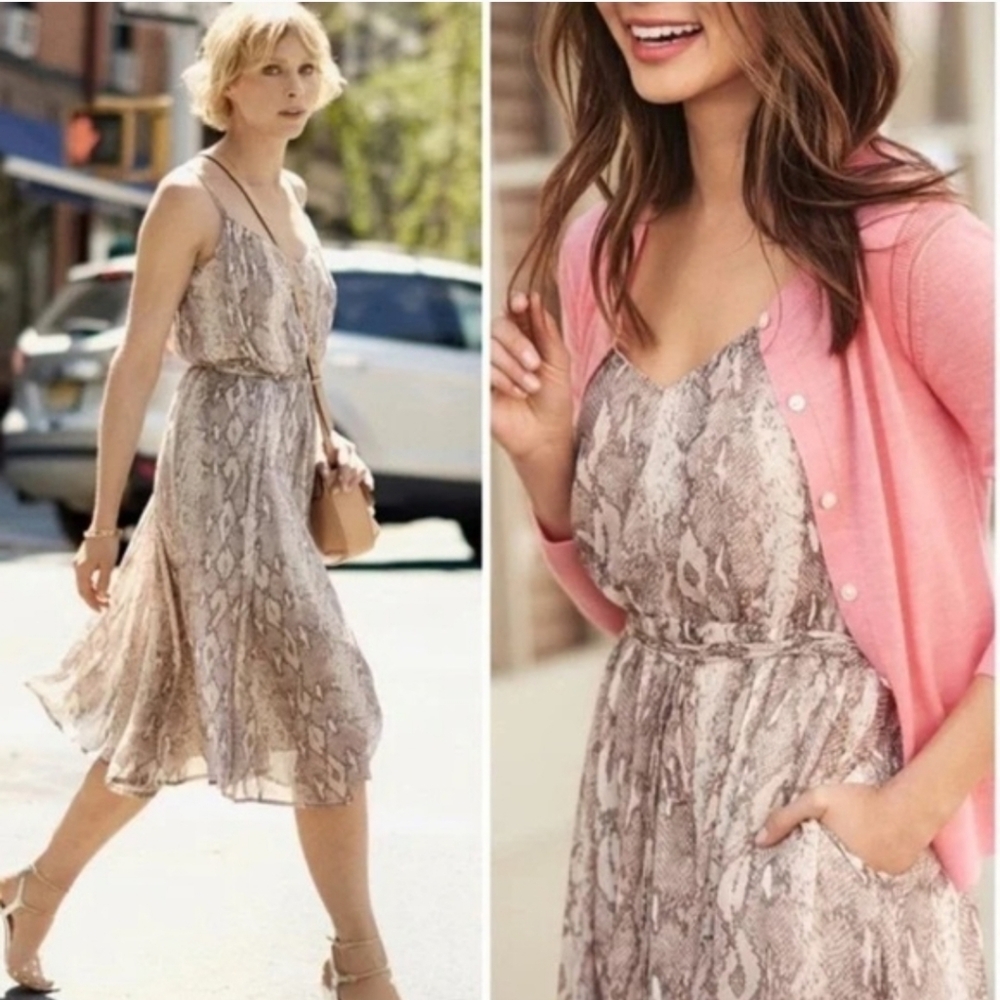 Banana Republic Snakeskin Print Knee Length Dress Size Large - Picture 2 of 8